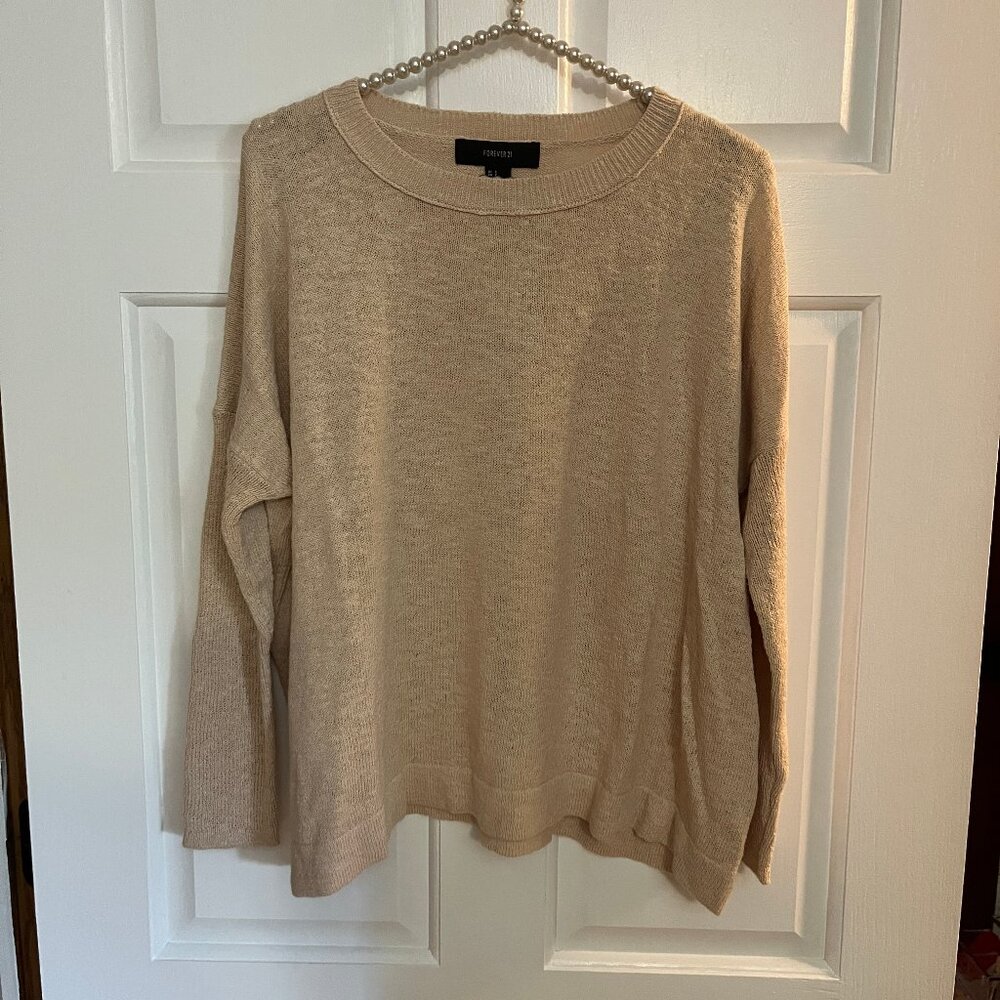 NEW Forever 21 Ladies Peach Crew Neck Long Sleeve Knit Sweater Size S